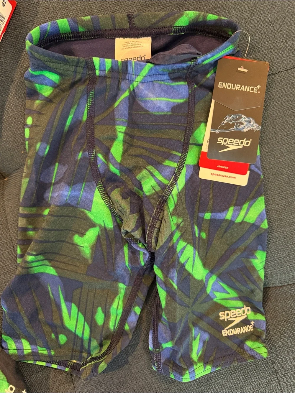 Speedo Youth Green/Blue Swim trunk set Jammer Endurance 22 waist set of 2 bundle
